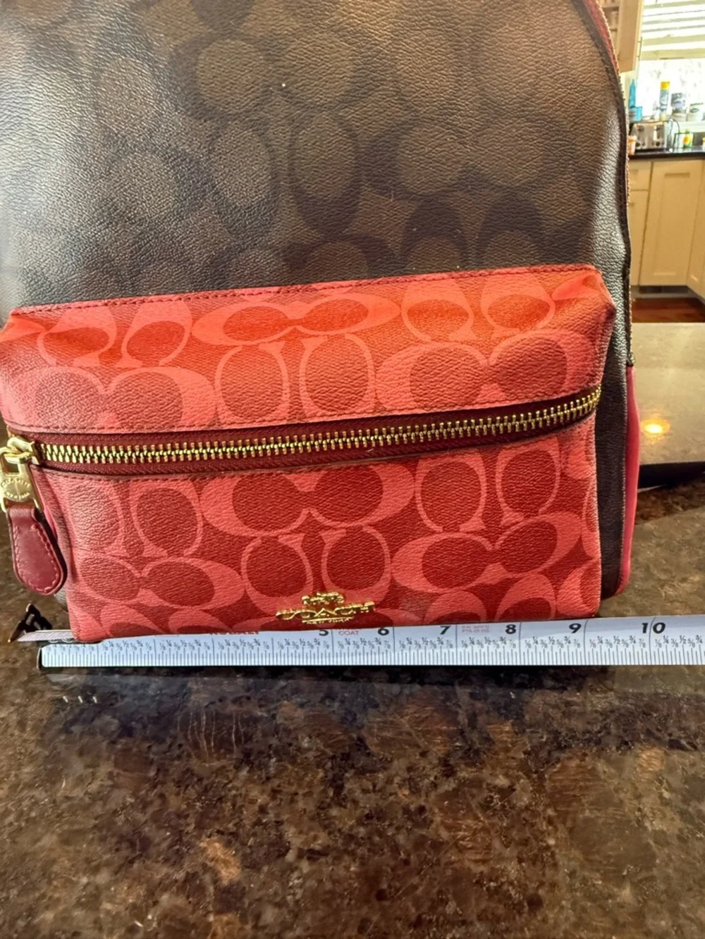 Coach Brown and Pink Signature Backpack